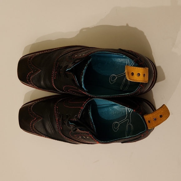 Pskaufman brogue shoes, men's 7.5, black with red contrast stitching/und… - Picture 3 of 8